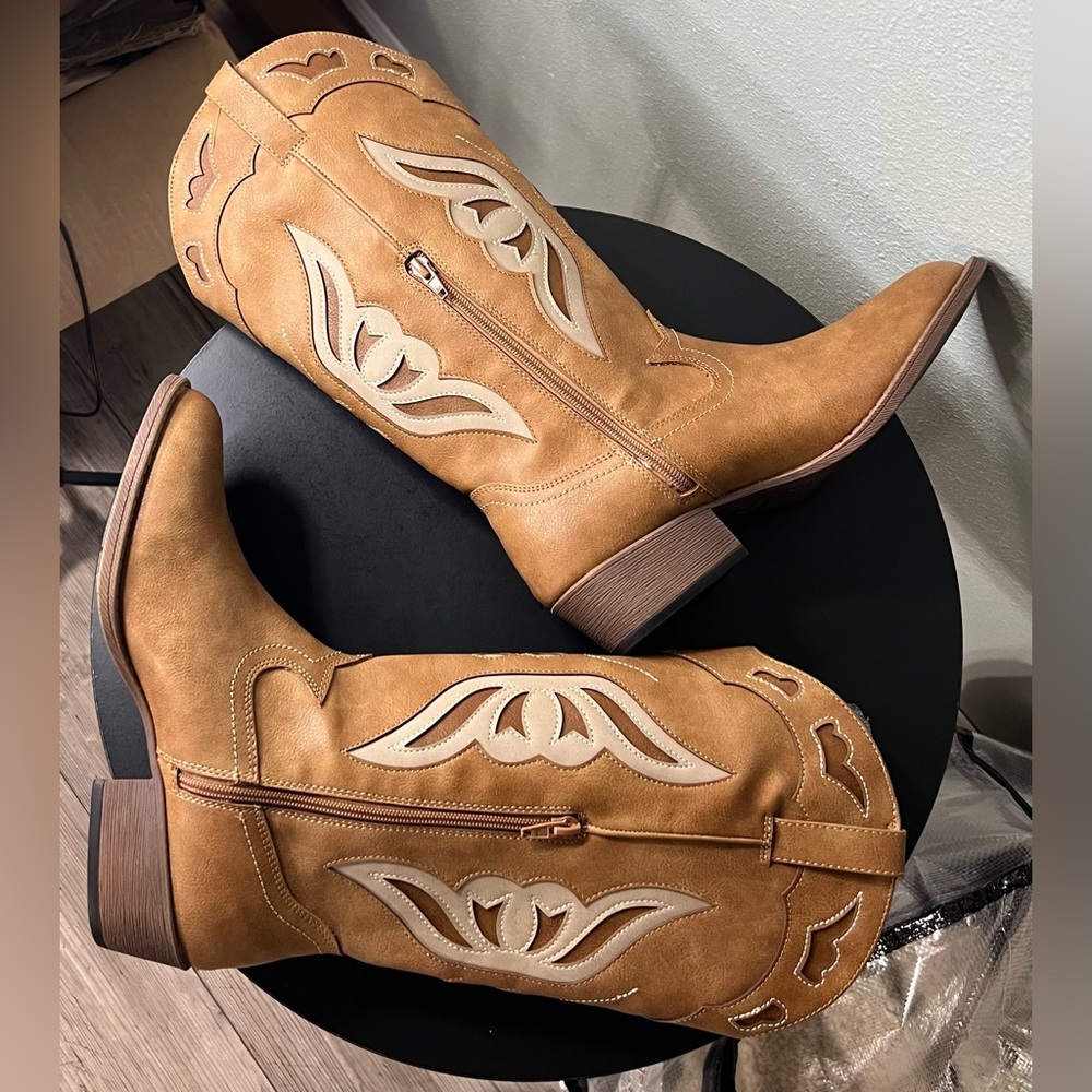 NEW Madden NYC Butterfly Western Boots Cowboy Cowgirl Farmhouse Heel Trendy Chic - Picture 7 of 11